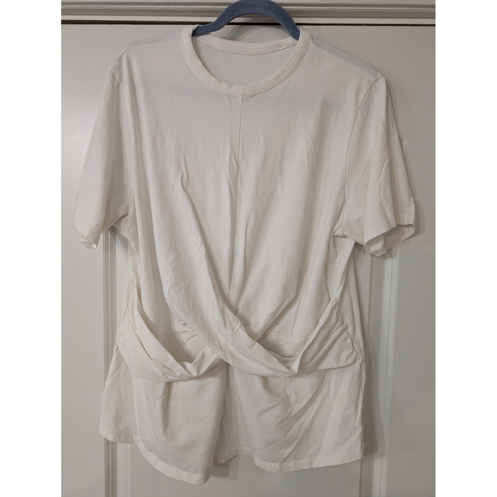 Universal Standard Cream Short Sleeve Twist-Front Tee